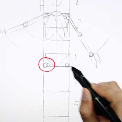 Dibujando la cadera en el curso de dibujo